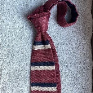J. Crew tie, red, navy, and white striped linen. New with tags